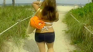 Beautiful day at the beach, with my dick in her hands HD Beach