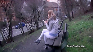 Babe fucking fat cock in public HD Casting