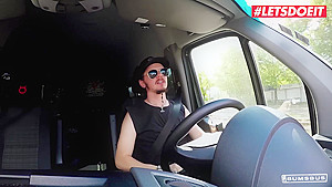 LETSDOEIT – Big Tits teen 18+ Lia Louise Gets Fucked and Facialized In The Sex Bus HD Car